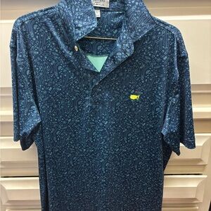 Peter Millar Masters Collection Men's Blue Course Patterned Polo Shirt